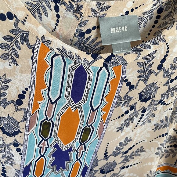 Maeve Anthropologie Sydney Silk Blouse Size 2 Button Down Floral Print Top XS - Picture 7 of 14